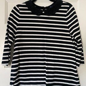 Gap Black Striped Peter Pan Collar Blouse